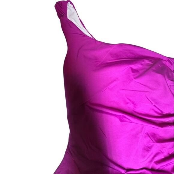 HILOR ONE SHOULDER ONE PIECE ROUCHED SWIMSUIT BRIGHT PURPLE SIZE 12 - Picture 4 of 8